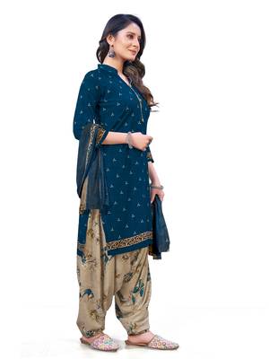 Women's Crepe  Printed Unstitched Salwar Suit Material(Free Size) 2