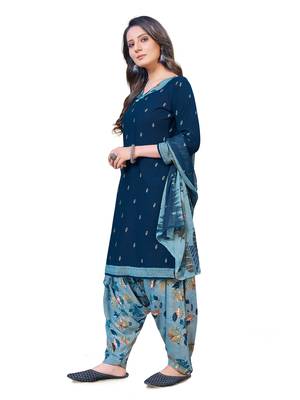 Women's Crepe  Printed Unstitched Salwar Suit Material(Free Size) 2