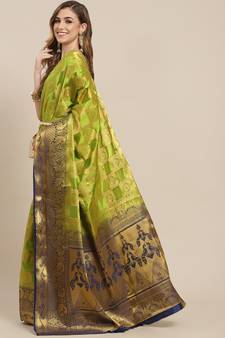 Light green woven jacquard saree with blouse