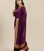 Purple plain georgette saree with blouse