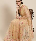 Gold embroidered net saree with blouse