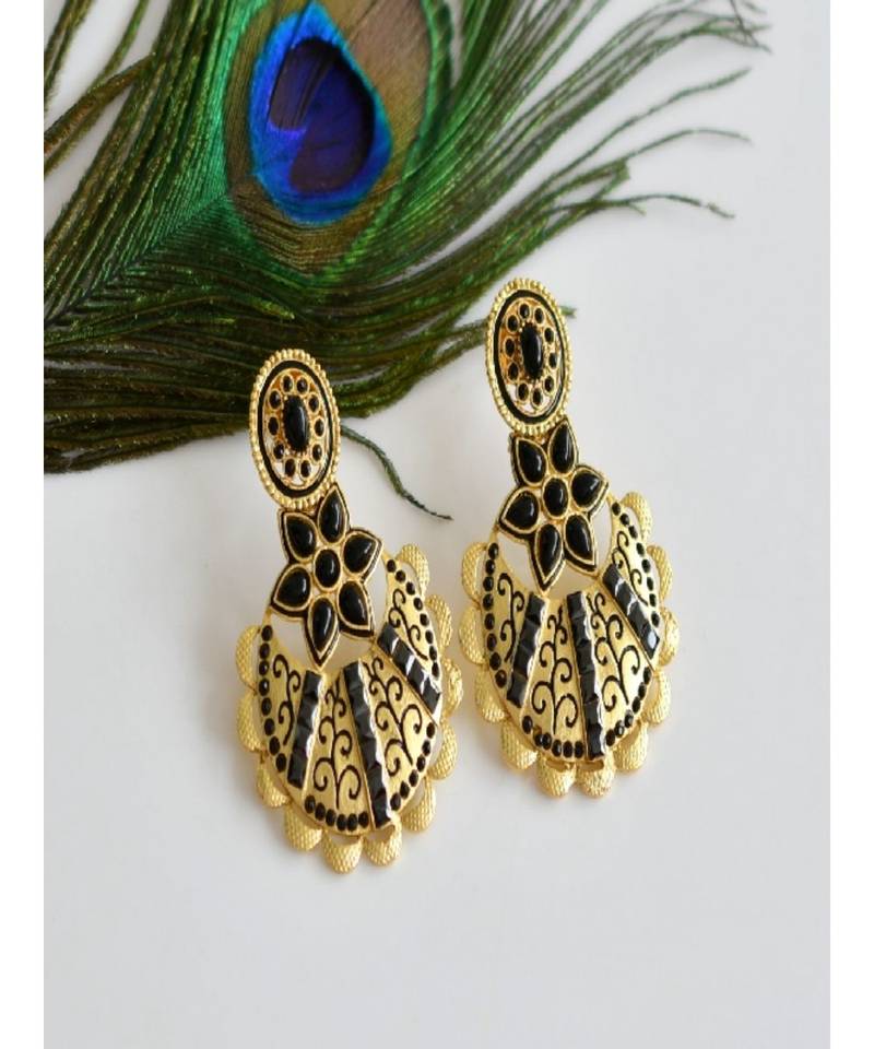 Matte finish black bali earrings dj07643