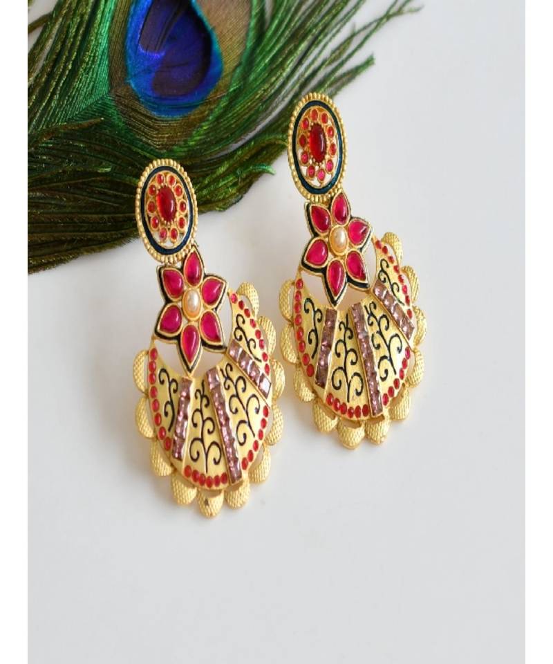 Matte finish multi pinkamethyst bali earrings dj07644