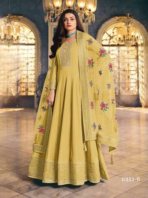Yellow embroidered silk cotton salwar 1