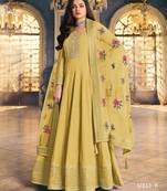 Yellow embroidered silk cotton salwar