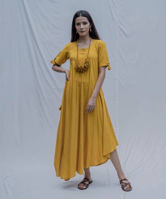 Bias Dress In Mustard 1