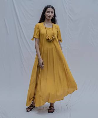 Bias Dress In Mustard 2