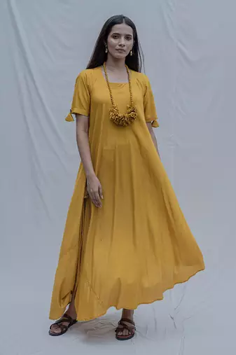 Bias Dress In Mustard