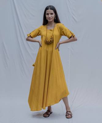 Bias Dress In Mustard 3