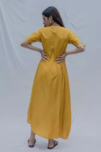 Bias Dress In Mustard