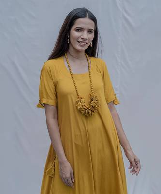 Bias Dress In Mustard 5
