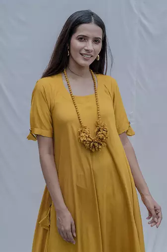 Bias Dress In Mustard