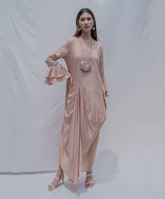 Asymetric Dress In Rose Gold 1