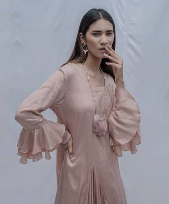 Asymetric Dress In Rose Gold 3