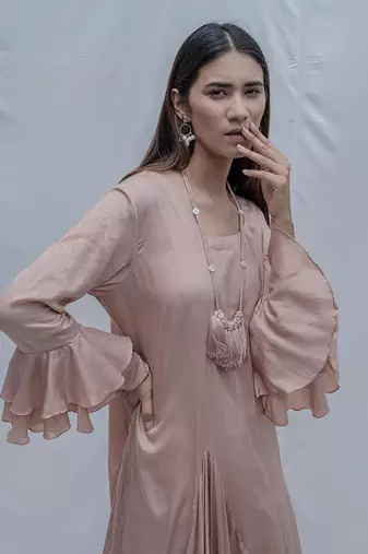 Asymetric Dress In Rose Gold