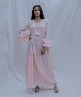 Asymetric Dress In Peach 1
