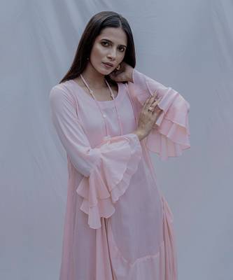 Asymetric Dress In Peach 3