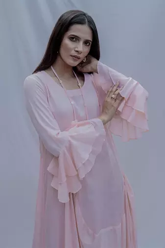 Asymetric Dress In Peach