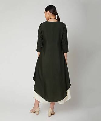 Dream Dress In Bottle Green And Off White 2