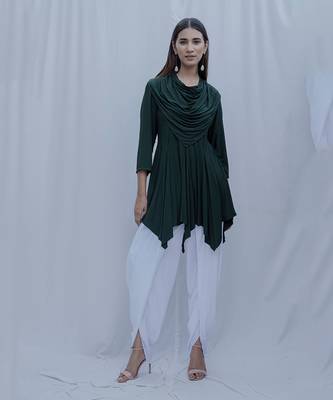 Dream Cowl Top In Bottle Green 1