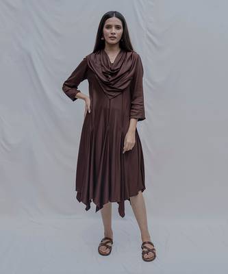 Dream Cowl Dress In Brown 1