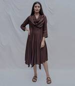 Dream Cowl Dress In Brown