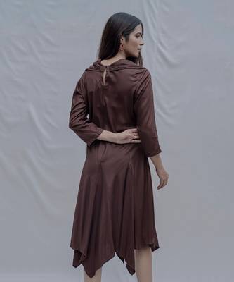 Dream Cowl Dress In Brown 3