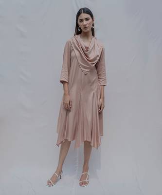 Dream Cowl Dress In Rose Gold 1