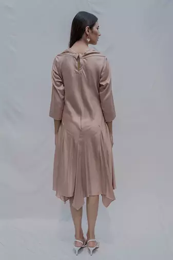 Dream Cowl Dress In Rose Gold