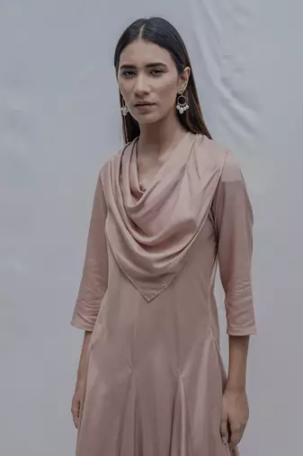 Dream Cowl Dress In Rose Gold