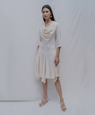 Dream Cowl Dress In Off-White 1