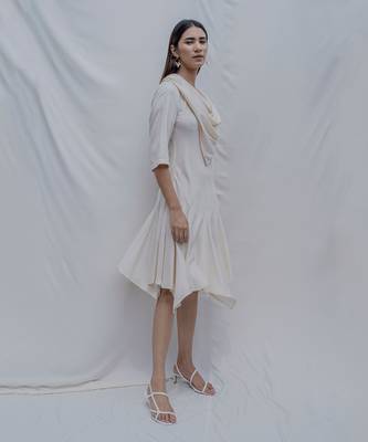 Dream Cowl Dress In Off-White 2