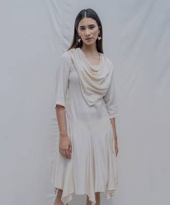 Dream Cowl Dress In Off-White 3