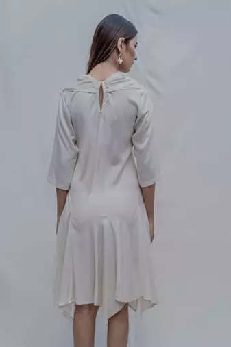 Dream Cowl Dress In Off-White