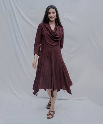 Dream Cowl Dress in Wine Color 1