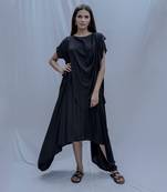 Jess Overlap Asymmetric Dress In Black