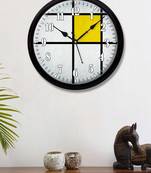 Mondrian composition yellow Modern Stylish Wall Clock (Round 12 Inch Ticking Movement Black Frame(ClockBL2P153)