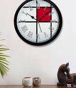 Mondrian composition Red Modern Stylish Wall Clock (Round 12 Inch Ticking Movement Black Frame(ClockBL2P154)
