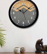 Geometrical Peach and warm grey Modern Stylish Wall Clock (Round 12 Inch Ticking Movement Black Frame(ClockBL2P159)