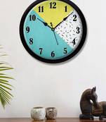 Geometrical Light Blue and sandy yellow white Modern Stylish Wall Clock 12 Inch Black FrameBL2P160)
