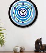 Abstraction Blue and green white Modern Stylish Wall Clock (Round 12 Inch Ticking Movement Black Frame(ClockBL2P161)