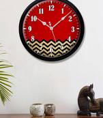 Red black and golden Zigzag Line Design Modern Stylish Wall Clock 12 Inch Black FrameBL2P164)