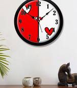 Red and white heart Modern Stylish Wall Clock (Round 12 Inch Ticking Movement Black Frame(ClockBL2P167)