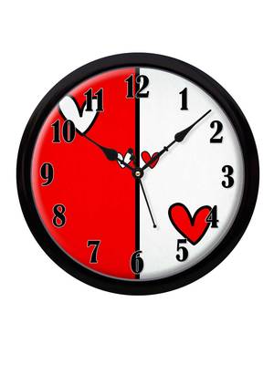 Red and white heart Modern Stylish Wall Clock (Round 12 Inch Ticking Movement Black Frame(ClockBL2P167) 2