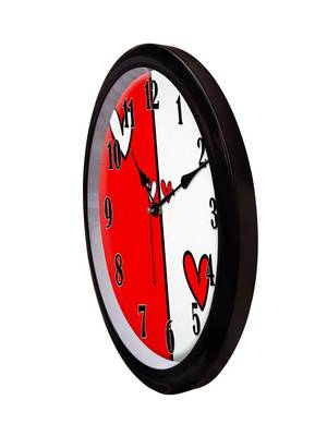 Red and white heart Modern Stylish Wall Clock (Round 12 Inch Ticking Movement Black Frame(ClockBL2P167) 3