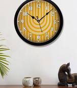 Arc yellow and golden line art Modern Stylish Wall Clock (Round 12 Inch Ticking Movement Black Frame(ClockBL2P169)