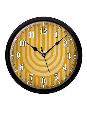 Arc yellow and golden line art Modern Stylish Wall Clock (Round 12 Inch Ticking Movement Black Frame(ClockBL2P169) 2