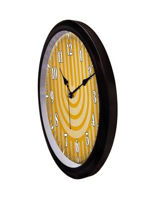 Arc yellow and golden line art Modern Stylish Wall Clock (Round 12 Inch Ticking Movement Black Frame(ClockBL2P169) 3