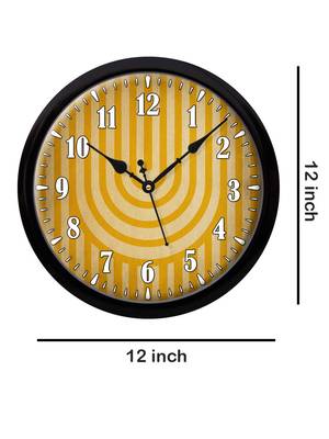 Arc yellow and golden line art Modern Stylish Wall Clock (Round 12 Inch Ticking Movement Black Frame(ClockBL2P169) 4