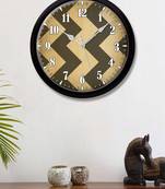 Geometrical natural grey and golden Modern Stylish Wall Clock (Round 12 Inch Ticking Movement Black Frame(ClockBL2P171)